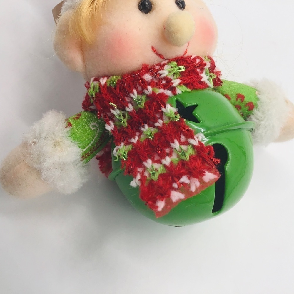 PLUSH Elf Bell Body Christmas Tree Ornament Santa Hat Holiday Decor Red Green 7” - Picture 5 of 9